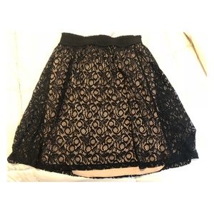 Knee-Length Black Skirt with Tan Lining - Medium